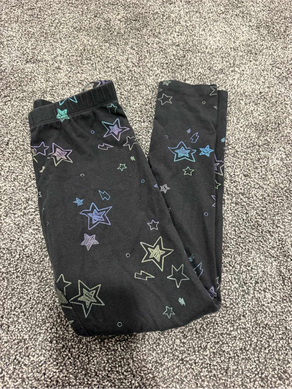 Size 8 Jumping Beans Tough Cotton Leggings Black with multi colored iridescent s